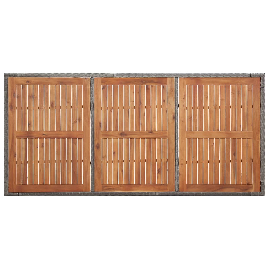 Tavolo Giardino Grigio 190x90x75cm Polyrattan Massello d'Acacia