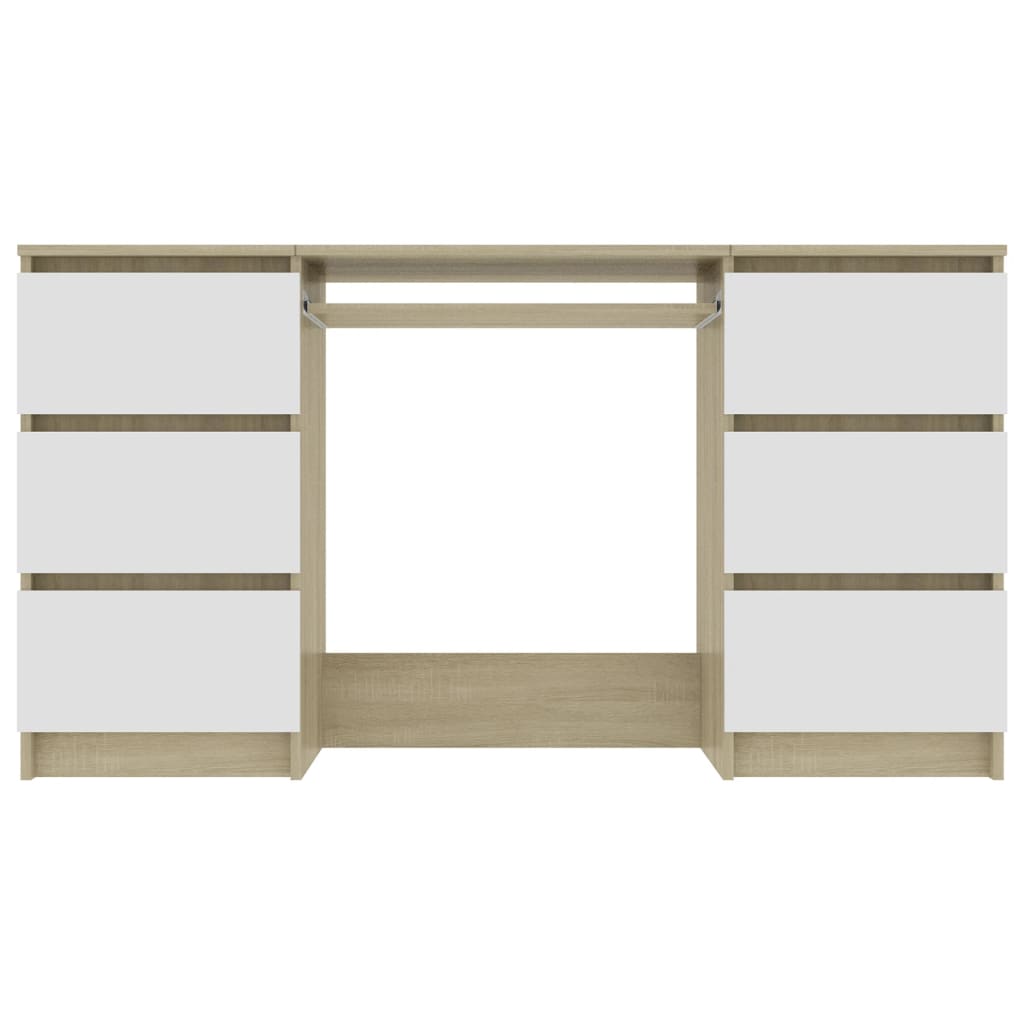 Scrivania Bianca e Rovere Sonoma 140x50x77 cm Legno Multistrato