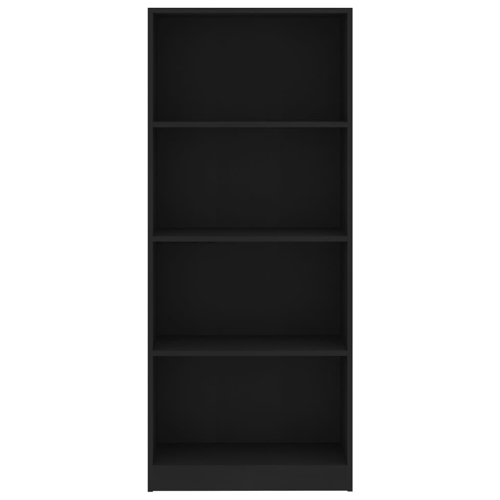 Libreria a 4 Ripiani Nera 60x24x142 cm in Legno Multistrato