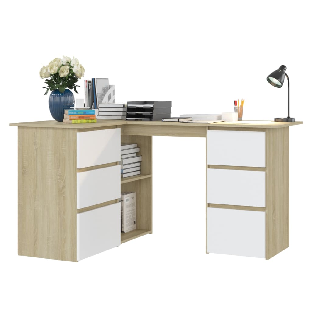 Scrivania Angolo Rovere Sonoma 145x100x76 cm Legno Multistrato