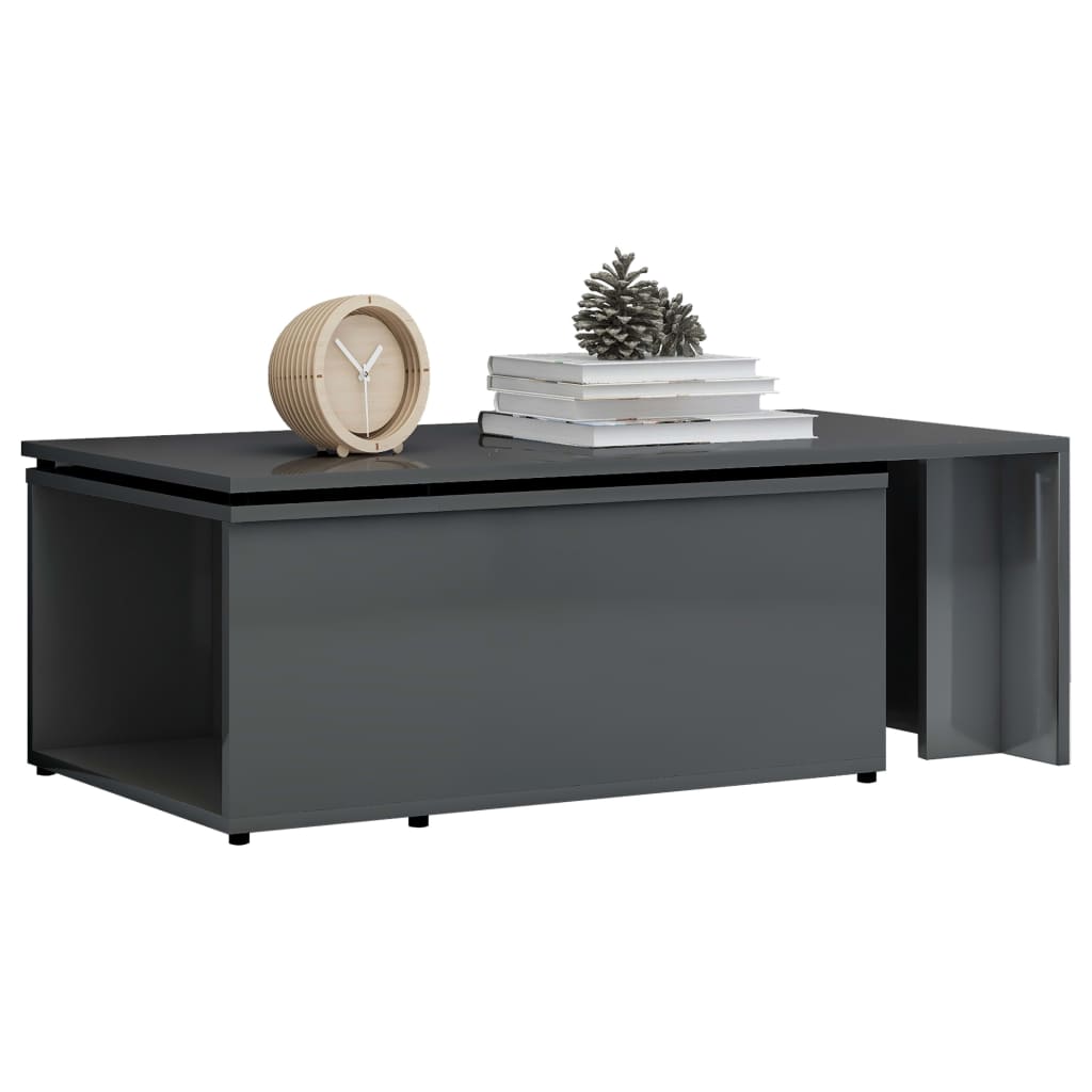 Tavolino da Salotto Grigio Lucido 150x50x35cm Legno Multistrato