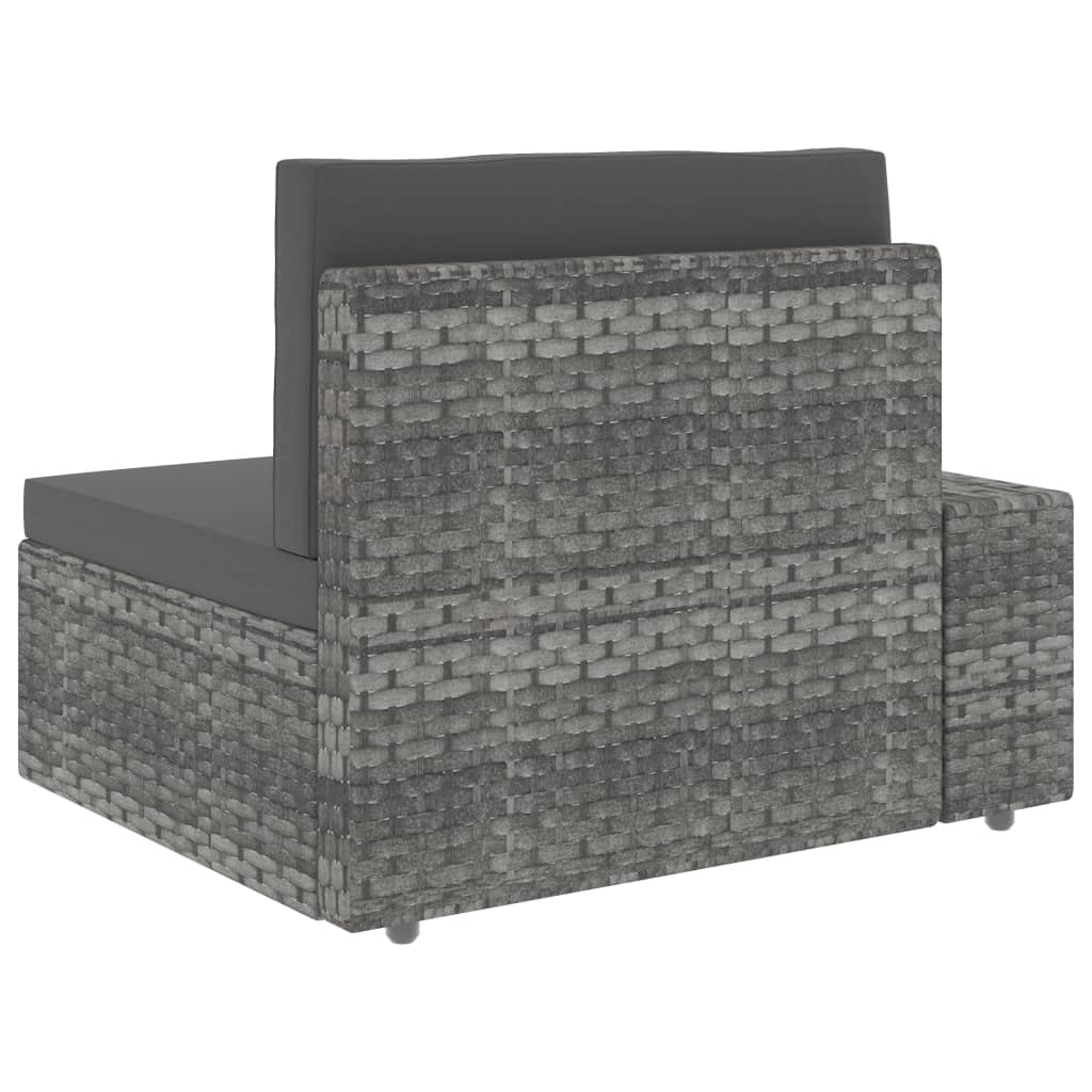 Divano ad Angolo Modulare Bracciolo Destro Polyrattan Grigio