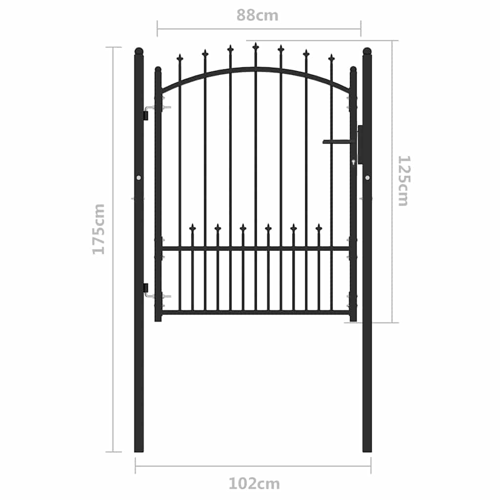 Cancello della recinzione con punte Nero 100 x 125 cm