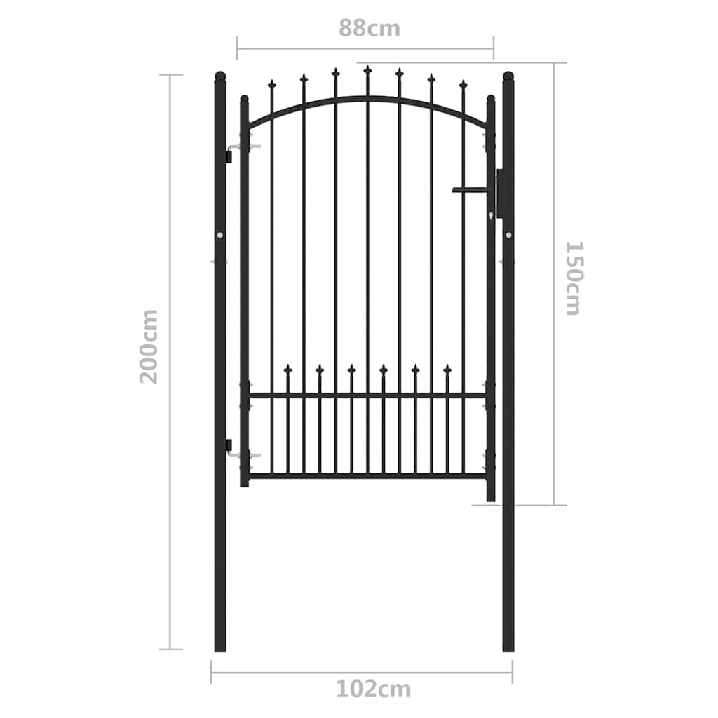 Cancello della recinzione con punte Nero 100 x 150 cm