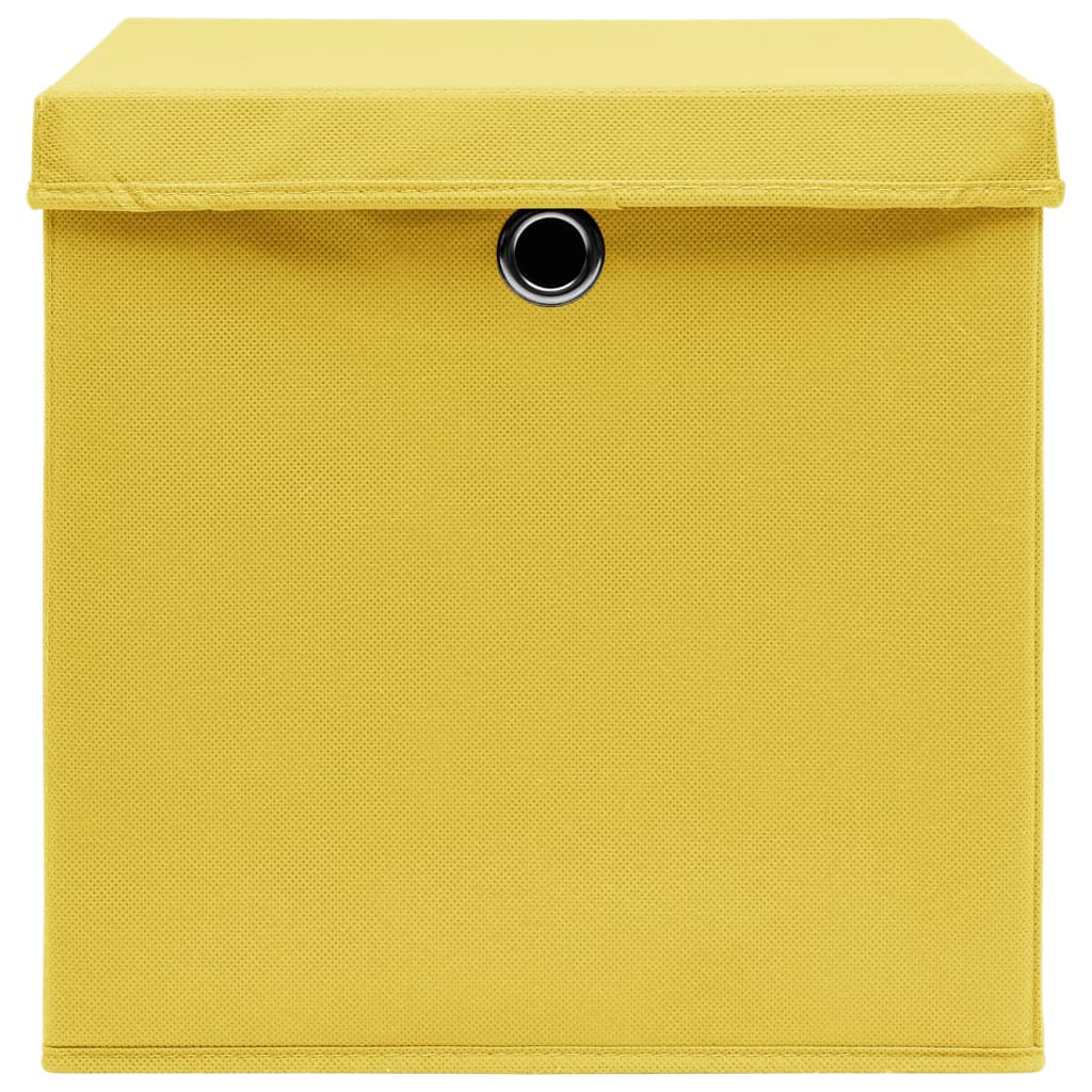 Scatole con Coperchi 10pz Gialle 32x32x32 cm Tessuto