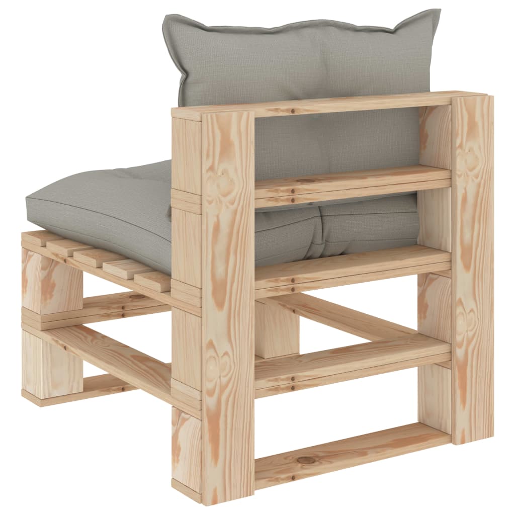 Divano Centrale da Giardino in Pallet e Cuscini Talpa in Legno
