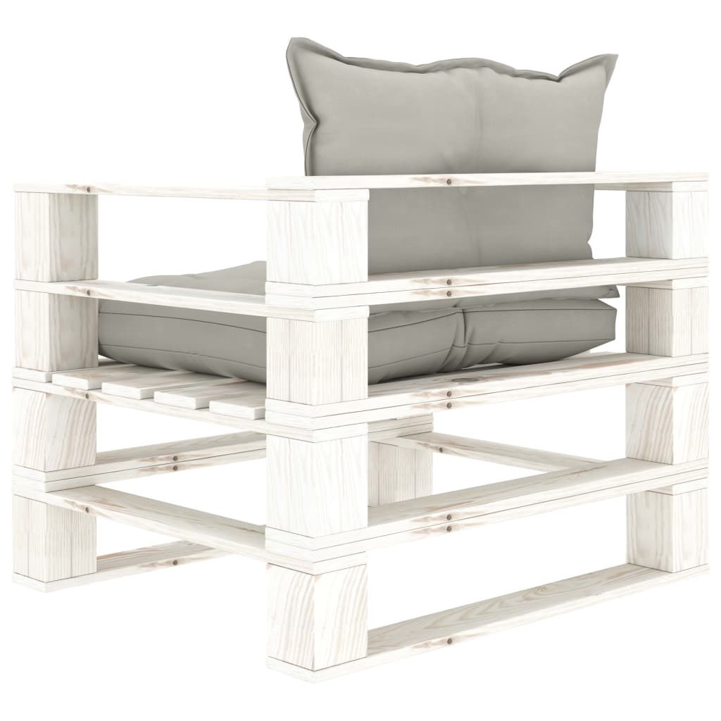 Poltrona da Giardino Pallet con Cuscini Tortora in Legno