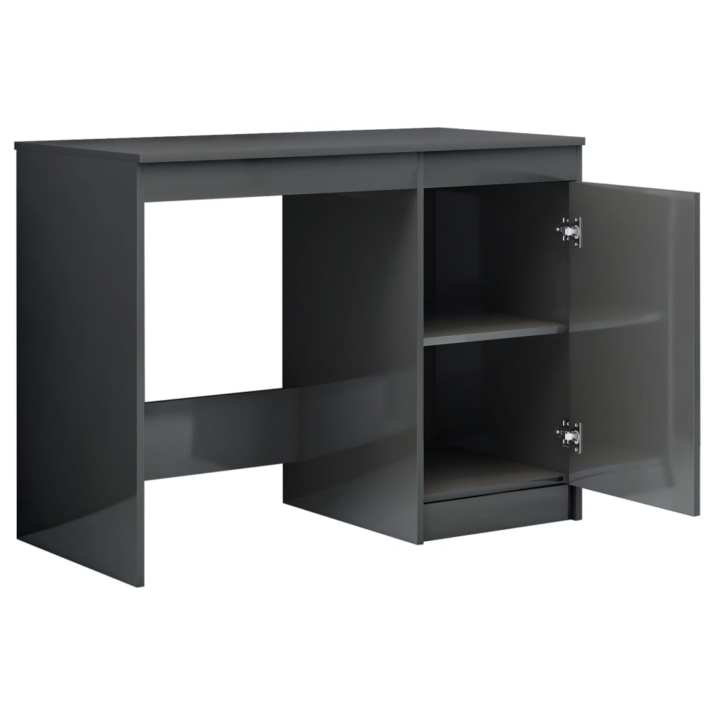 Scrivania Grigio Lucido 100x50x76 cm in Legno Multistrato