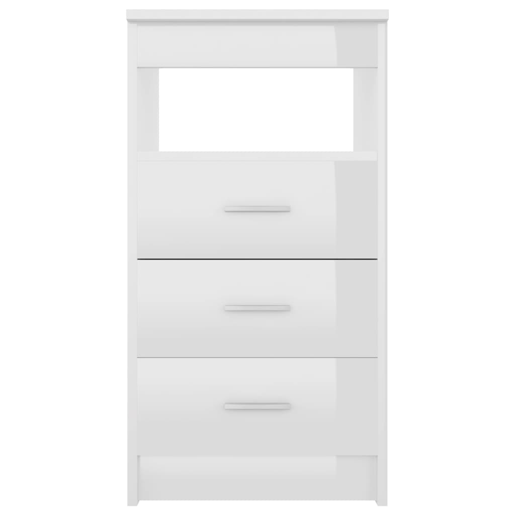 Cassettiera Bianco Lucido 40x50x76 cm in Legno Multistrato