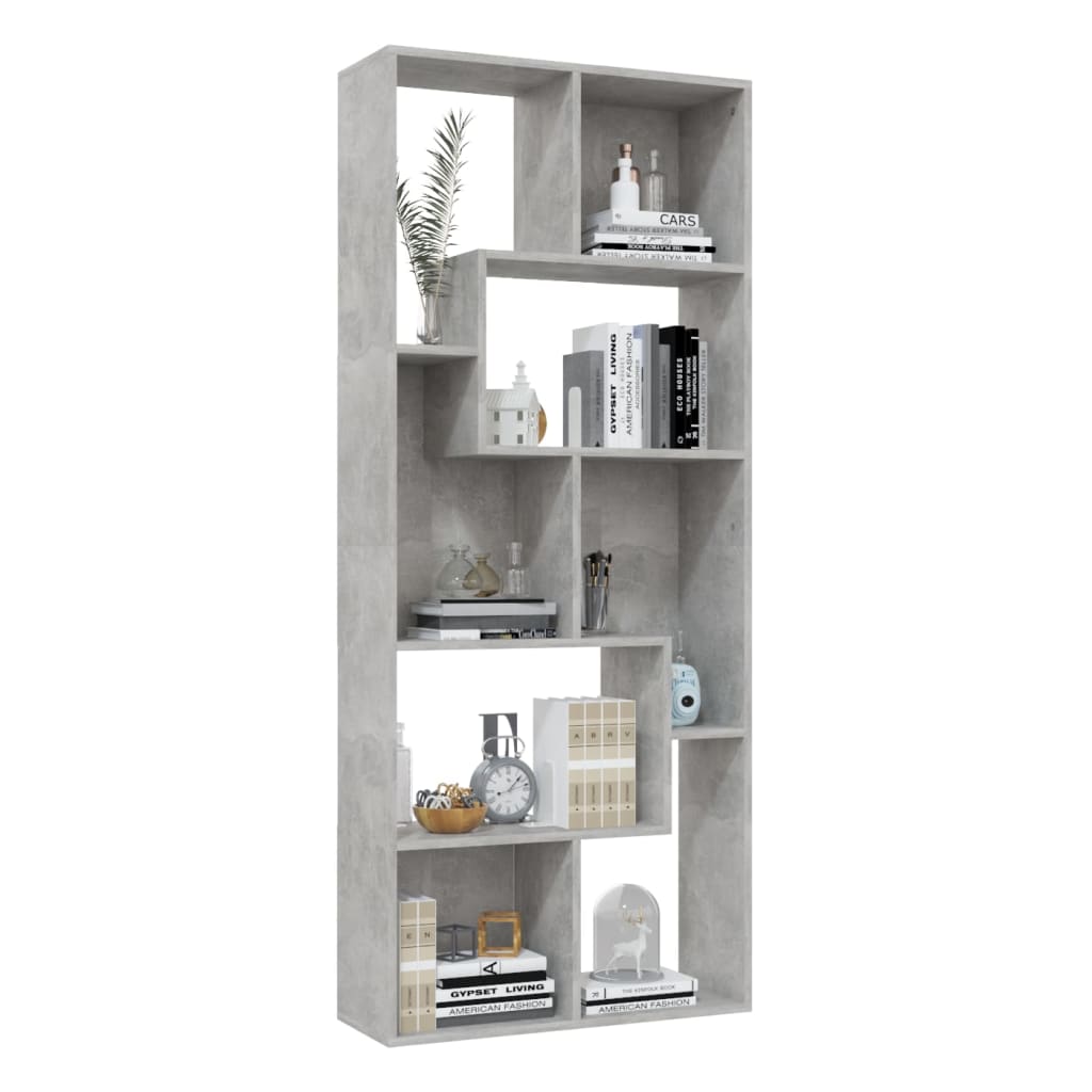 Libreria Grigio Cemento 67x24x161 cm in Legno Multistrato