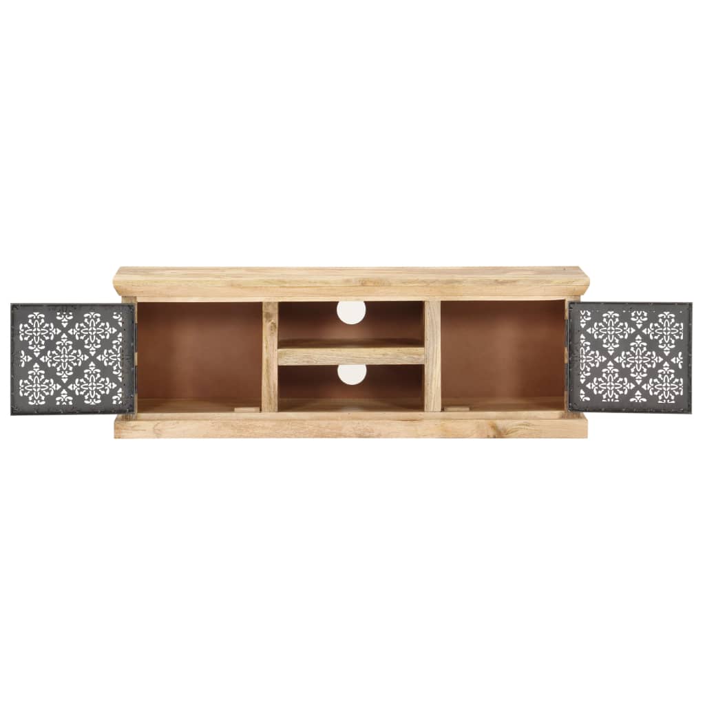Mobile Porta TV Ante in Acciaio 120x30x40 cm Mango Massello