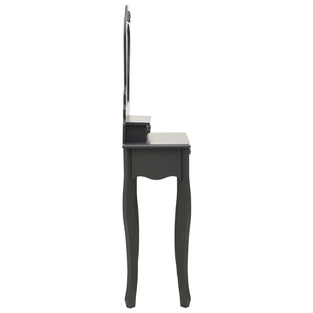 Tavolo da Trucco e Sgabello Grigio 50x59x136 cm Legno Paulownia