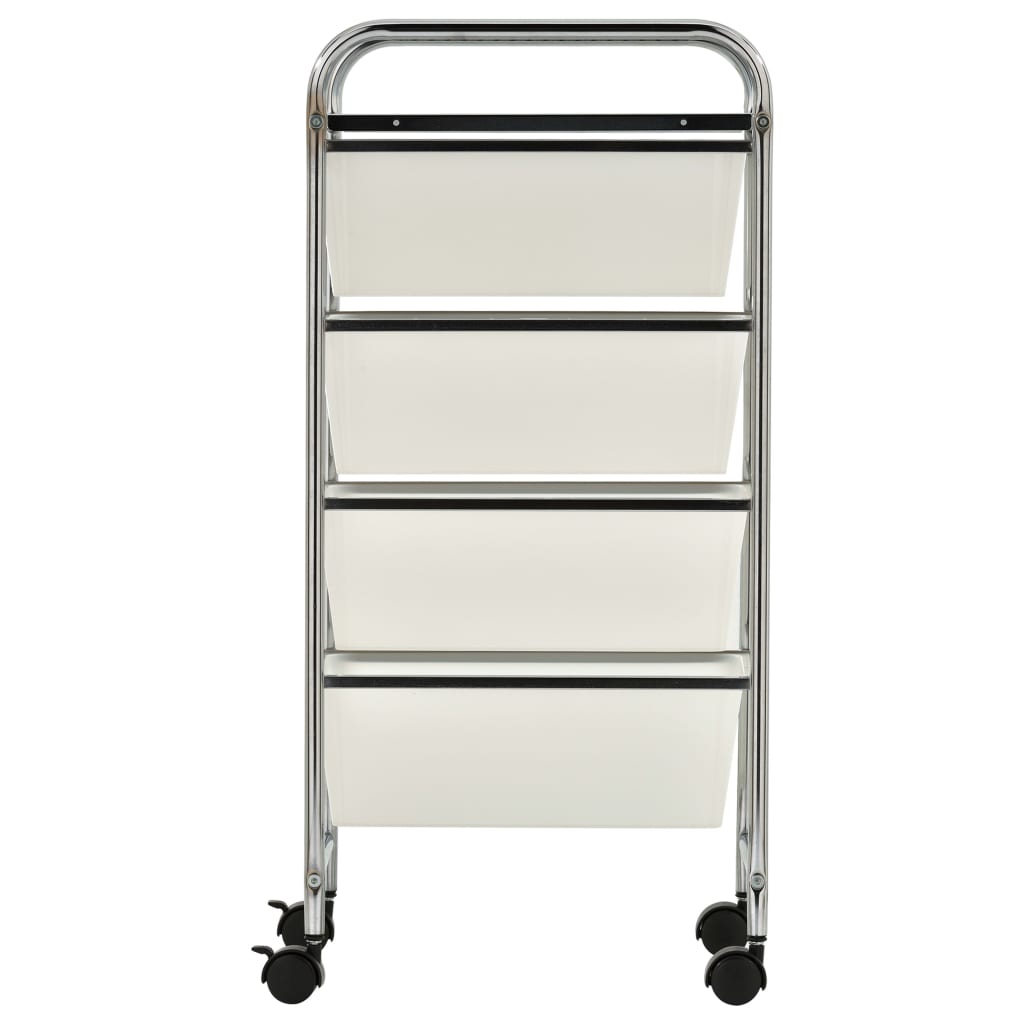 Carrello Portaoggetti Mobile con 4 Cassetti Bianco in Plastica