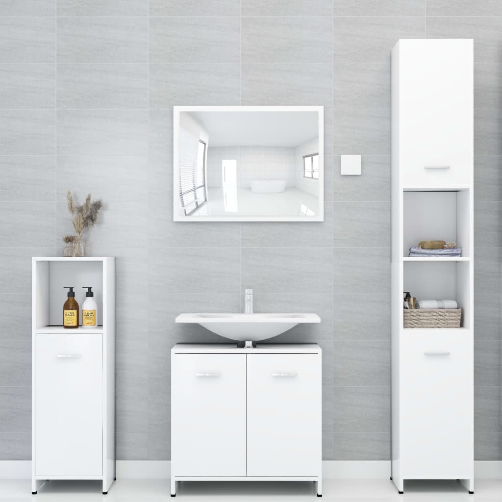 Mobile da Bagno Bianco 30x30x183,5 cm in Legno tecnico