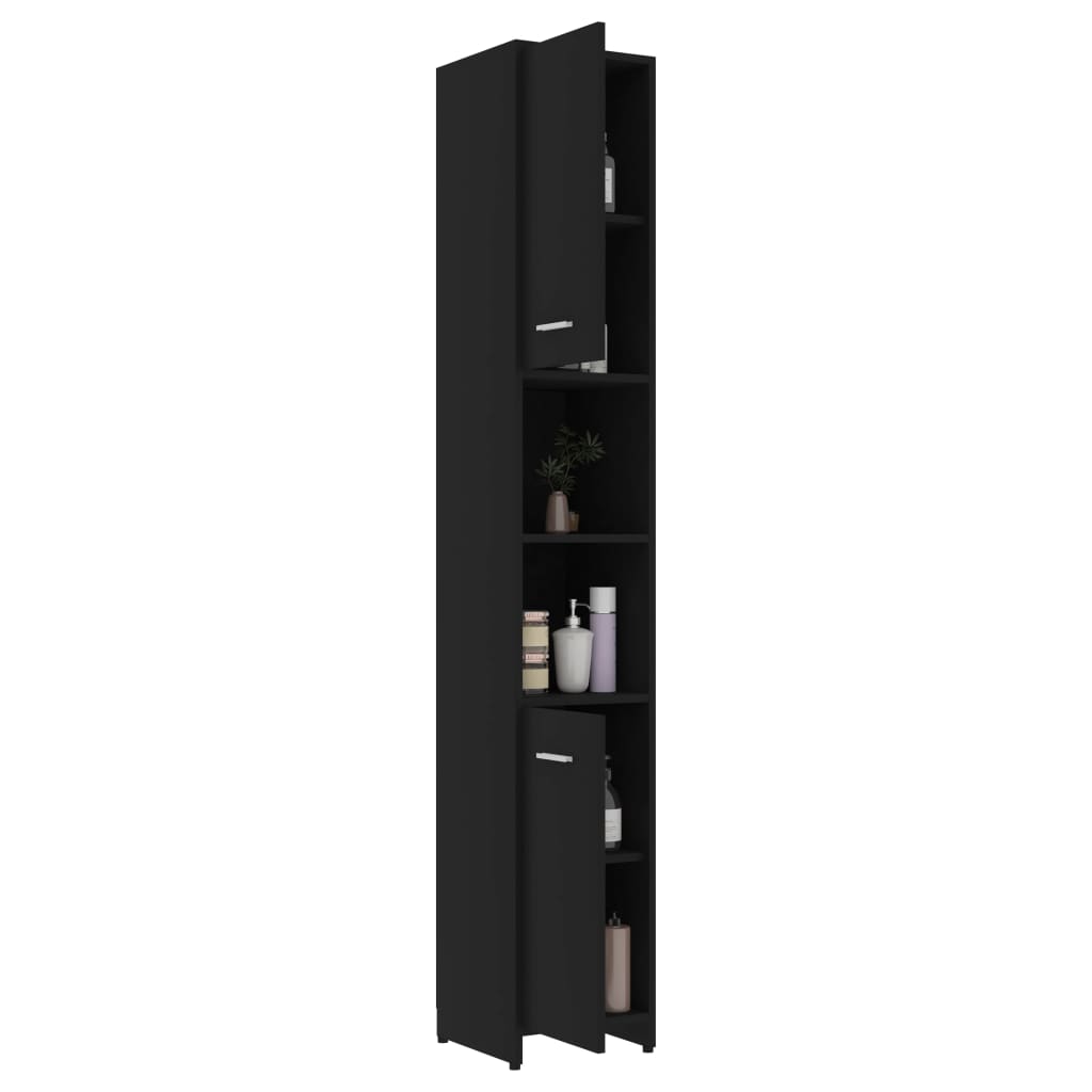 Mobile da Bagno Nero 30x30x183,5 cm in Legno tecnico