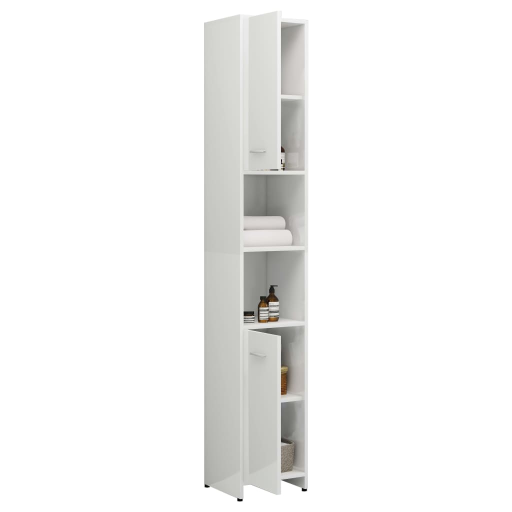 Mobile da Bagno Bianco Lucido 30x30x183,5 cm Legno tecnico