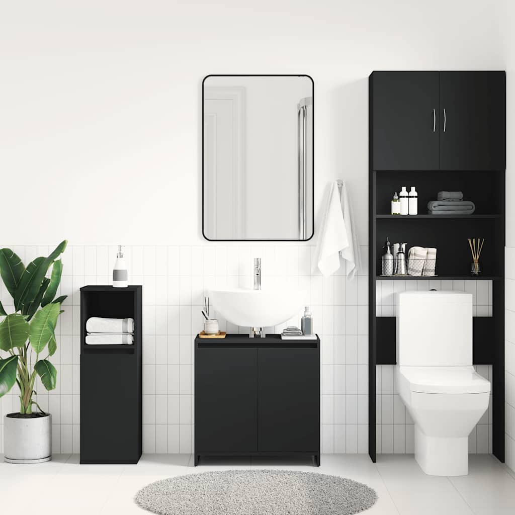 Mobile da Bagno Nero 60x33x61 cm in Legno Multistrato