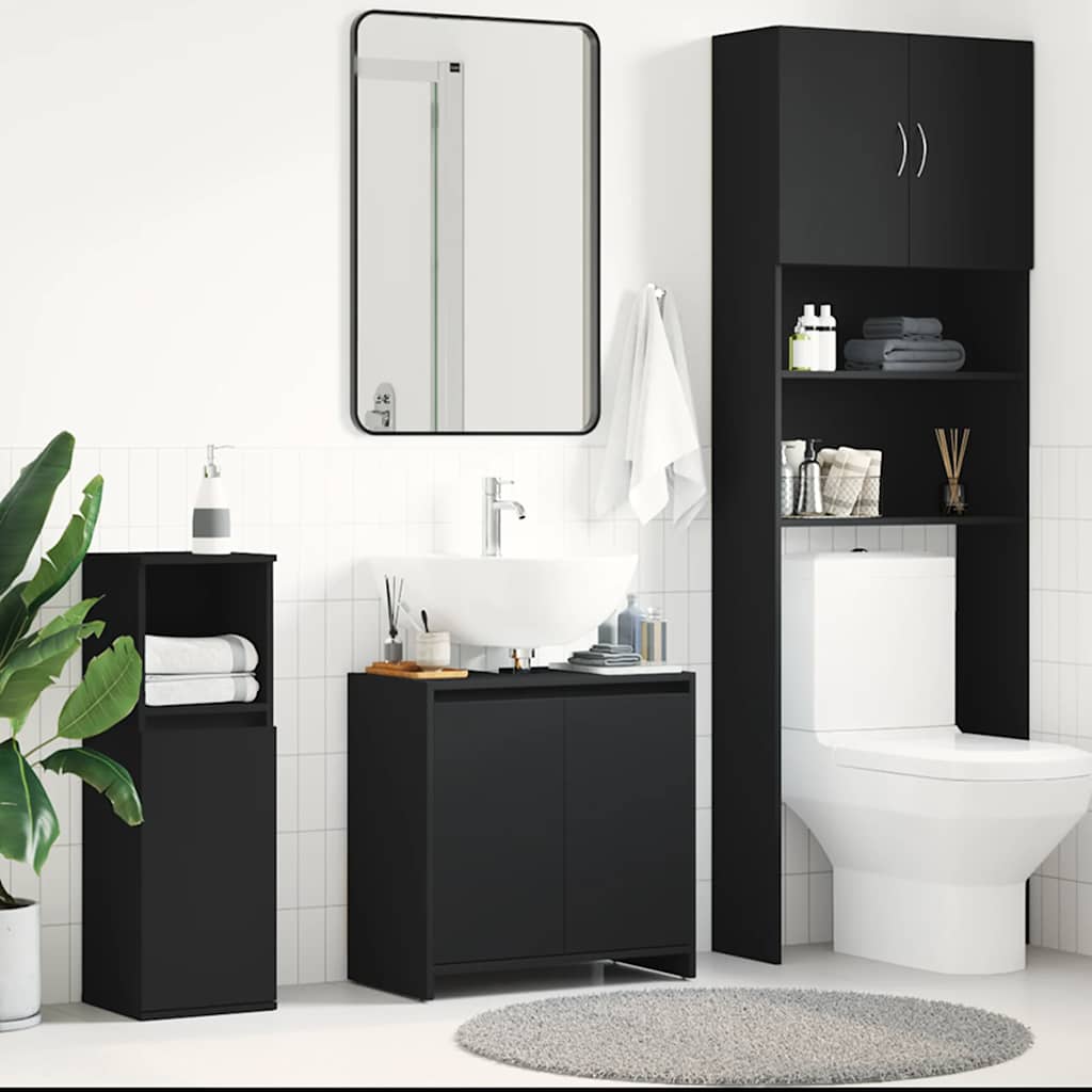 Mobile da Bagno Nero 60x33x61 cm in Legno Multistrato