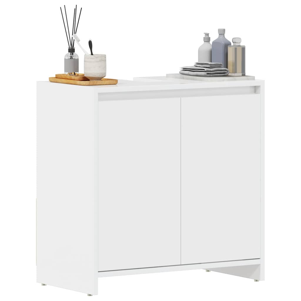 Mobile da Bagno Bianco Lucido 60x33x61 cm in Legno Multistrato