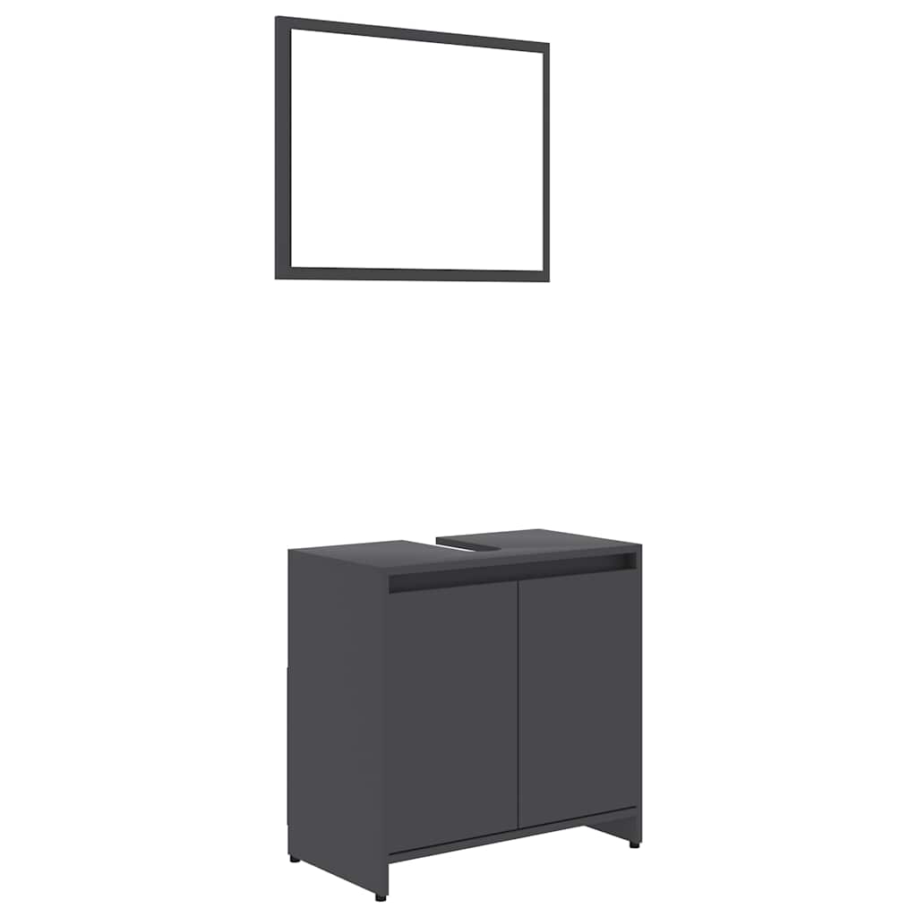 Set di Mobili da Bagno Grigio in Legno Multistrato