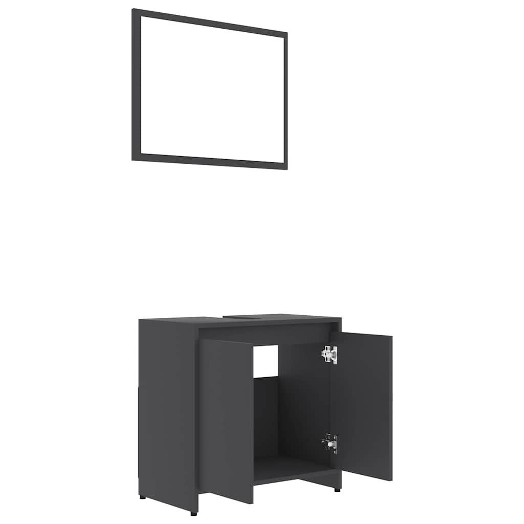 Set di Mobili da Bagno Grigio in Legno Multistrato