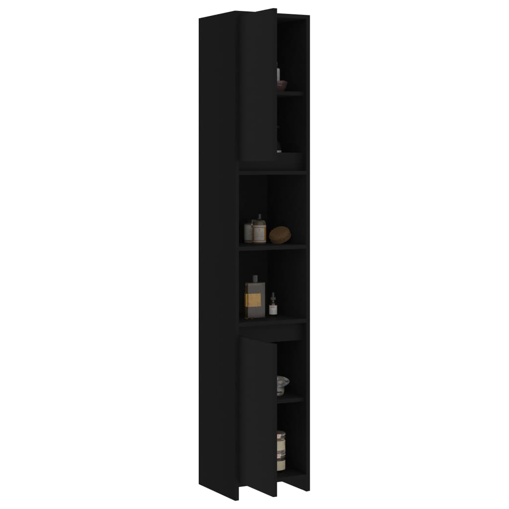 Mobile da Bagno Nero 30x30x183,5 cm in Legno Multistrato