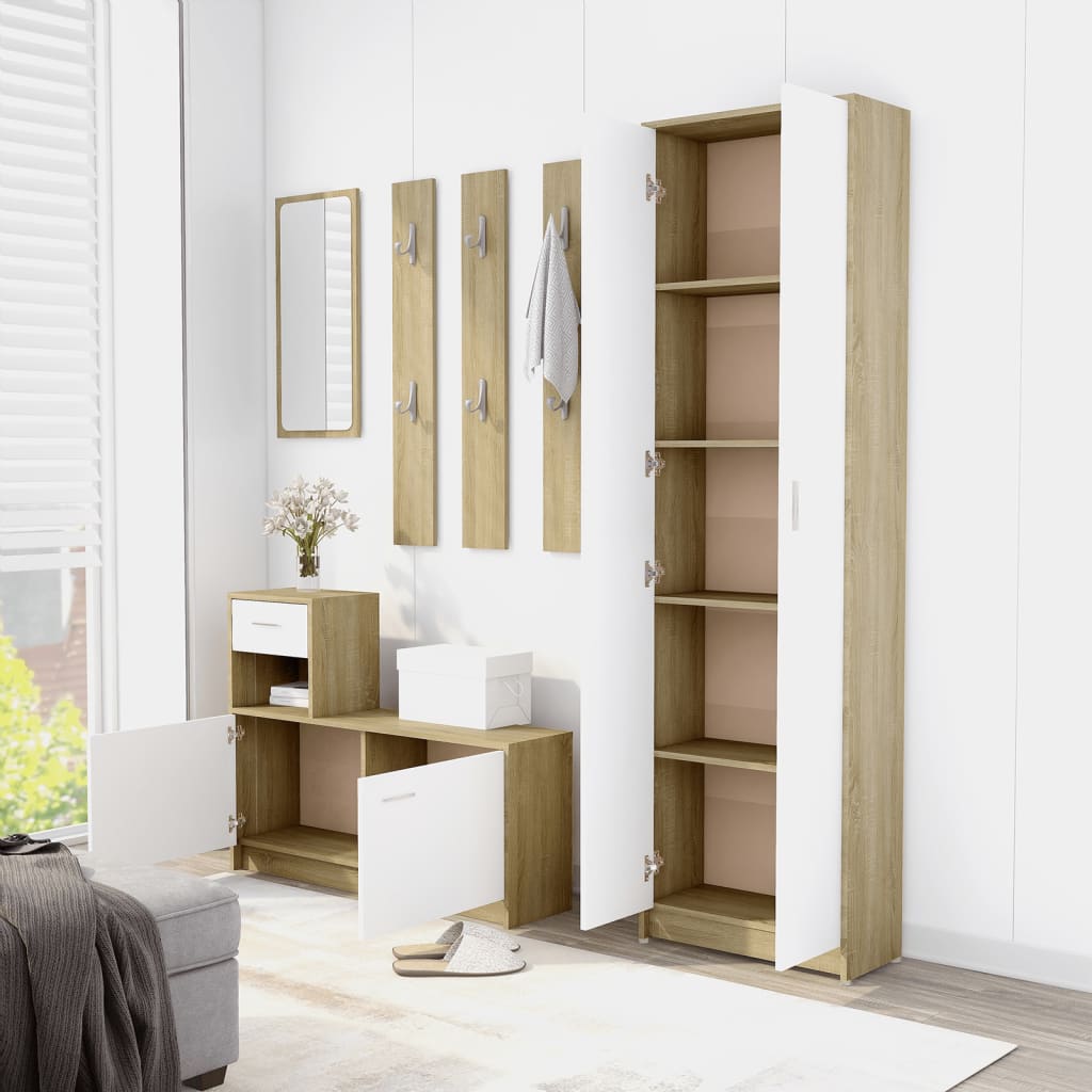 Armadio Corridoio Bianco Rovere Sonoma 55x25x189 cm Multistrato