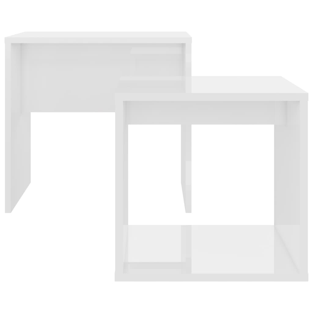 Set Tavolini Salotto Bianco Lucido 48x30x45cm Legno Multistrato