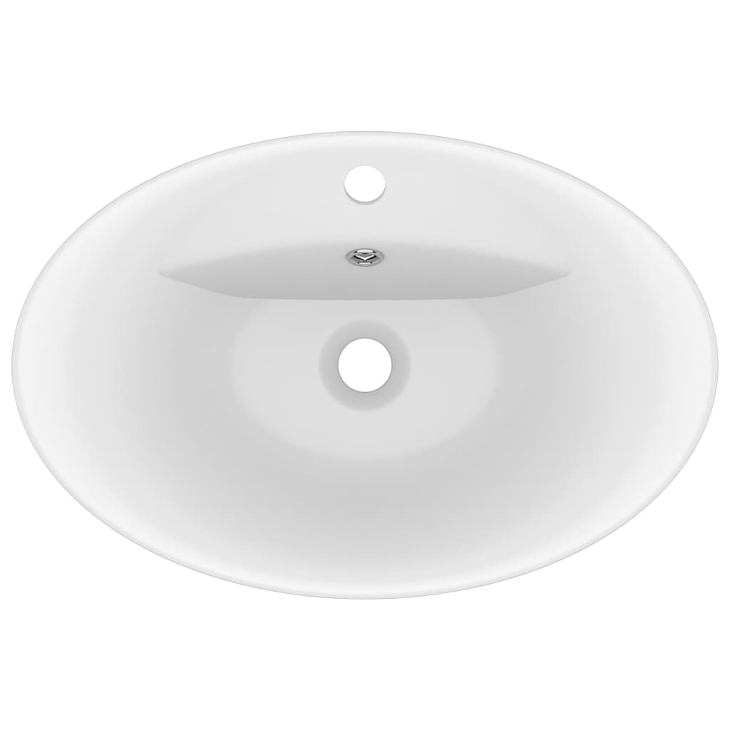 Lavandino con Troppopieno Ovale Bianco Opaco 58,5x39cm Ceramica