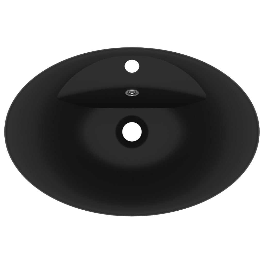Lavandino con Troppopieno Ovale Nero Opaco 58,5x39cm Ceramica