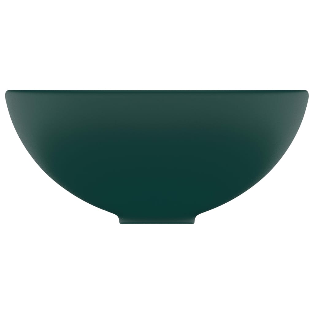 Lavandino Lusso Rotondo Verde Scuro Opaco 32,5x14 cm Ceramica