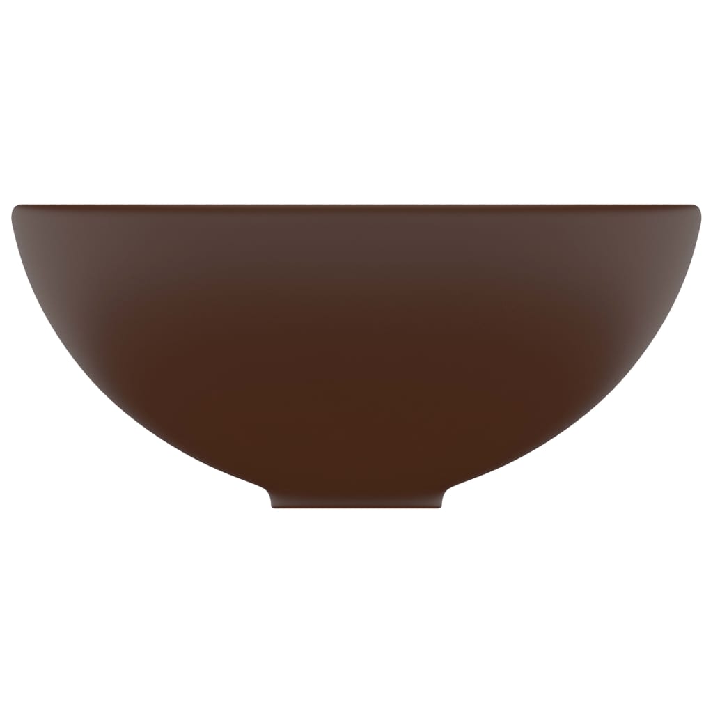 Lavandino Lusso Rotondo Marrone Scuro Opaco 32,5x14 cm Ceramica