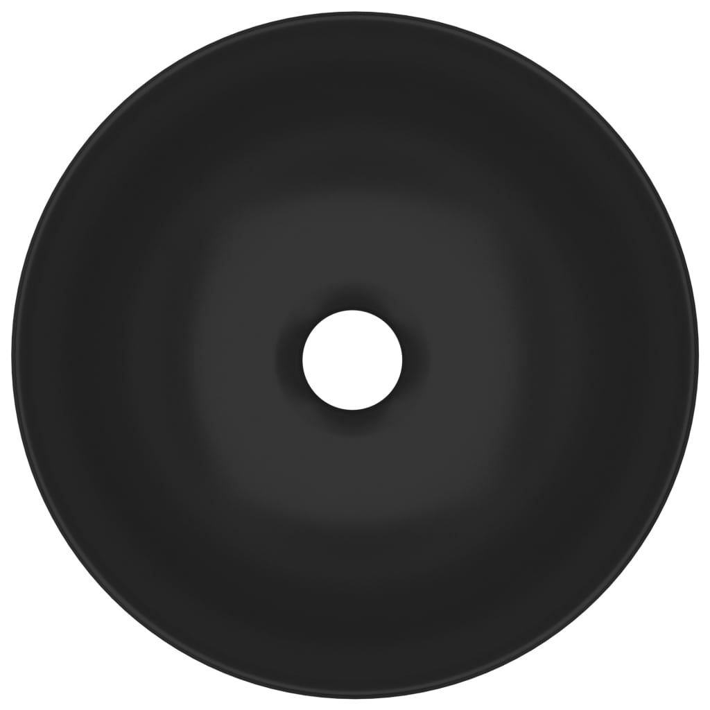 Lavandino da Bagno in Ceramica Nero Opaco Rotondo