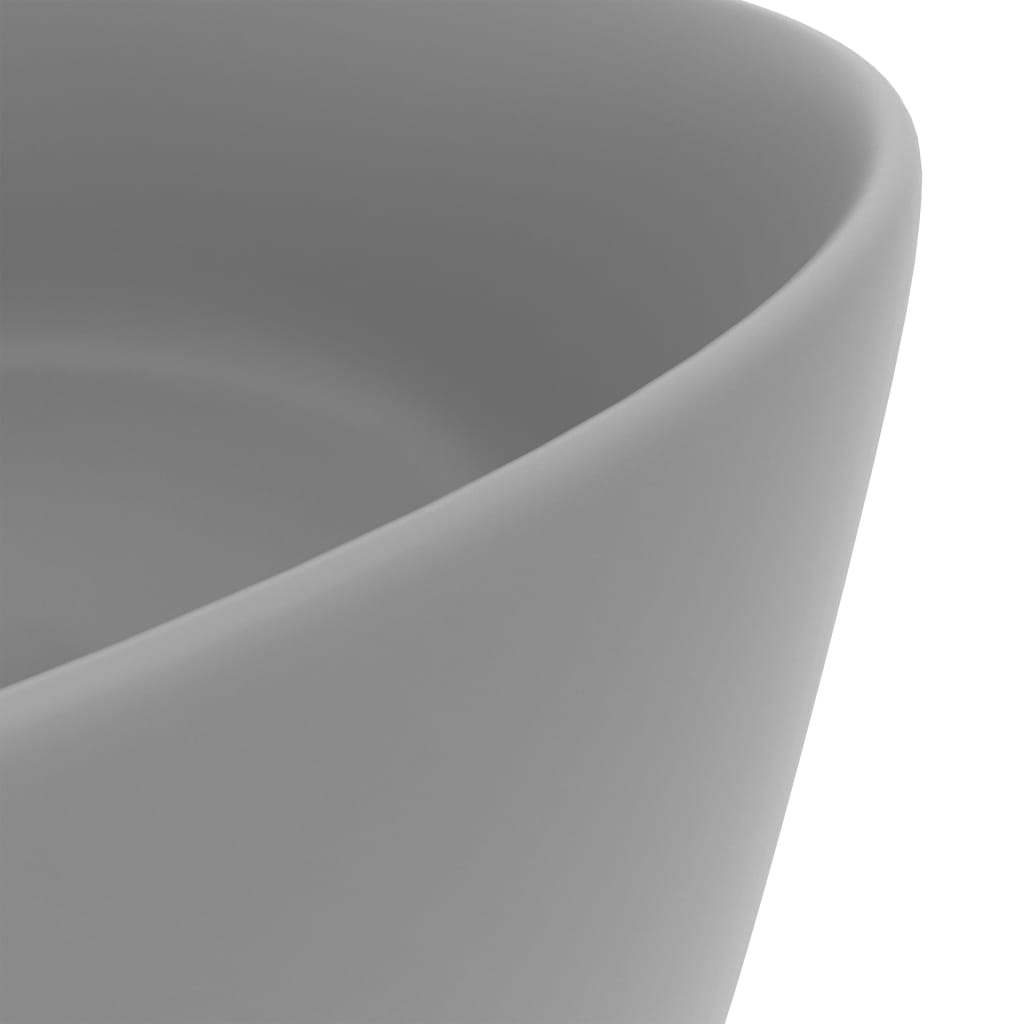 Lavandino Lusso Rotondo Grigio Chiaro Opaco 40x15cm in Ceramica