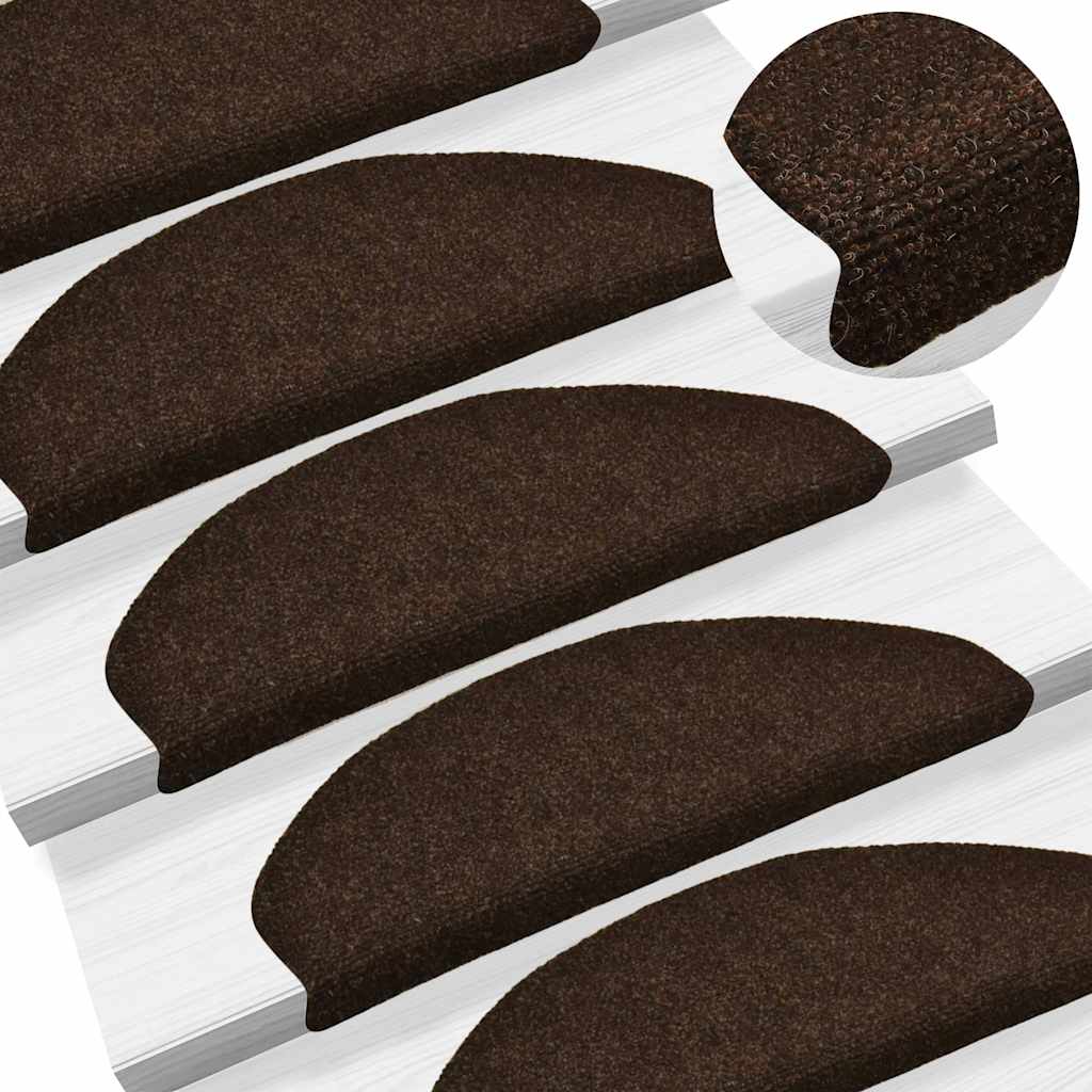 Tappetini per scale autoadesivi 15 pz 65x21x4 cm marrone semicircolari grandi