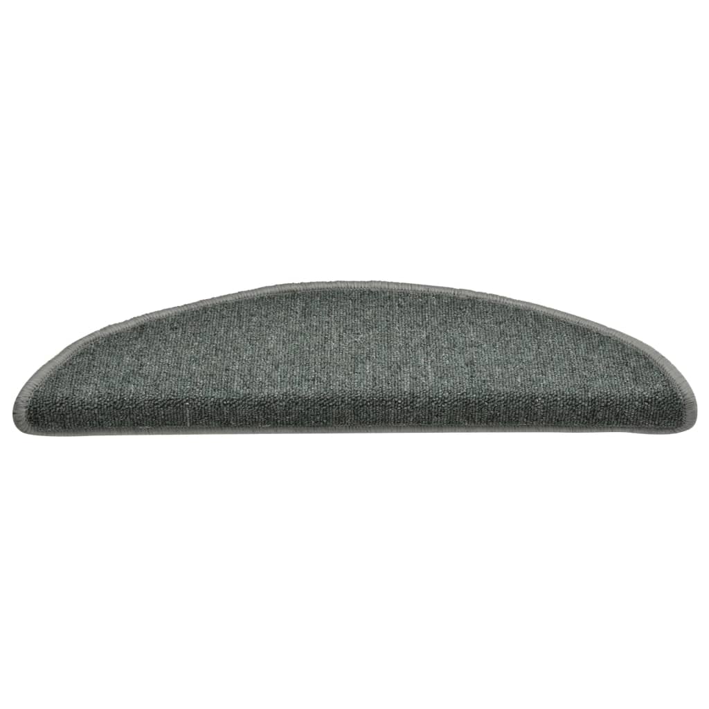 Tappetini per scale 15 pz 56x17x3 cm Verde scuro semicircolari