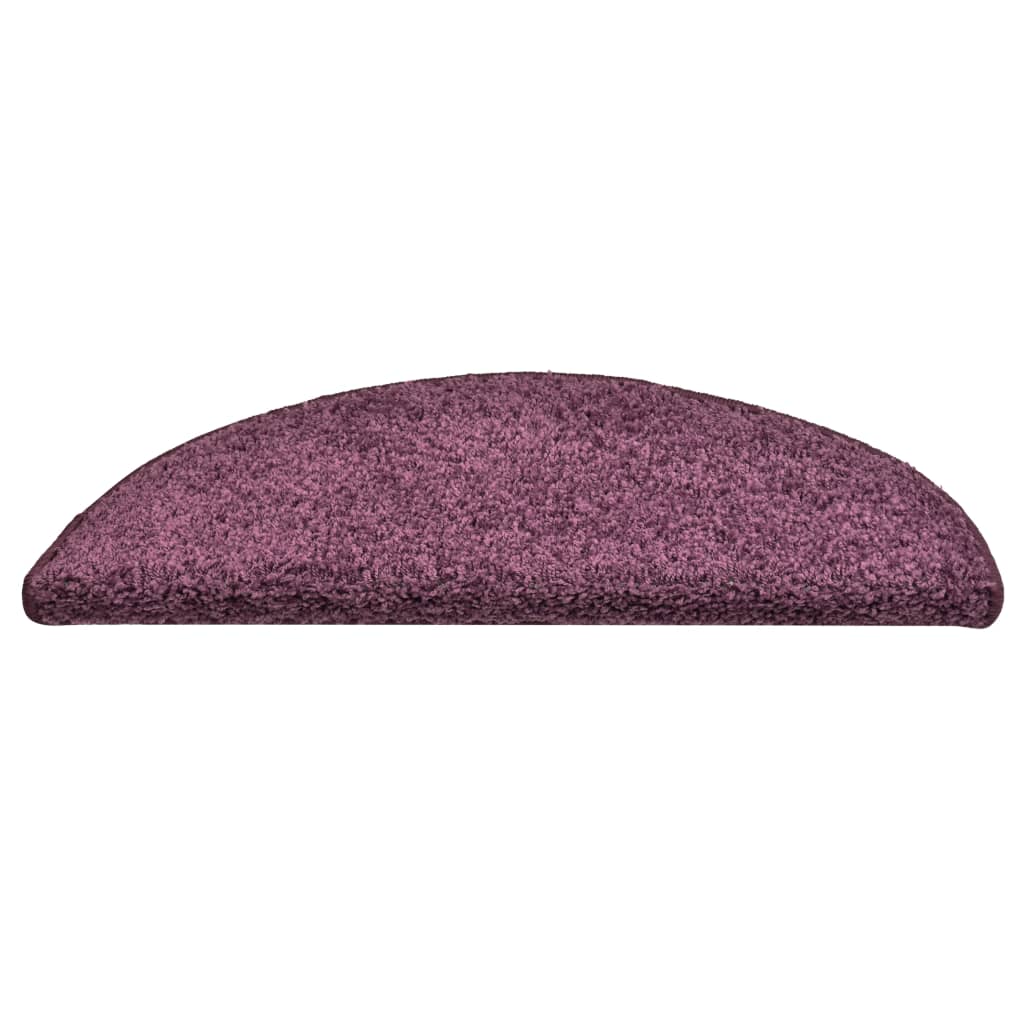 Tappetini per scale 15 pz 56x17x3 cm Viola scuro semicircolari