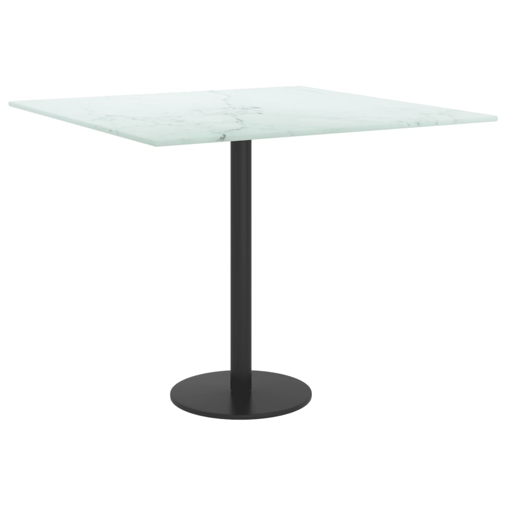 Piano Tavolo Bianco 50x50 cm 6 mm Vetro Temperato Design Marmo
