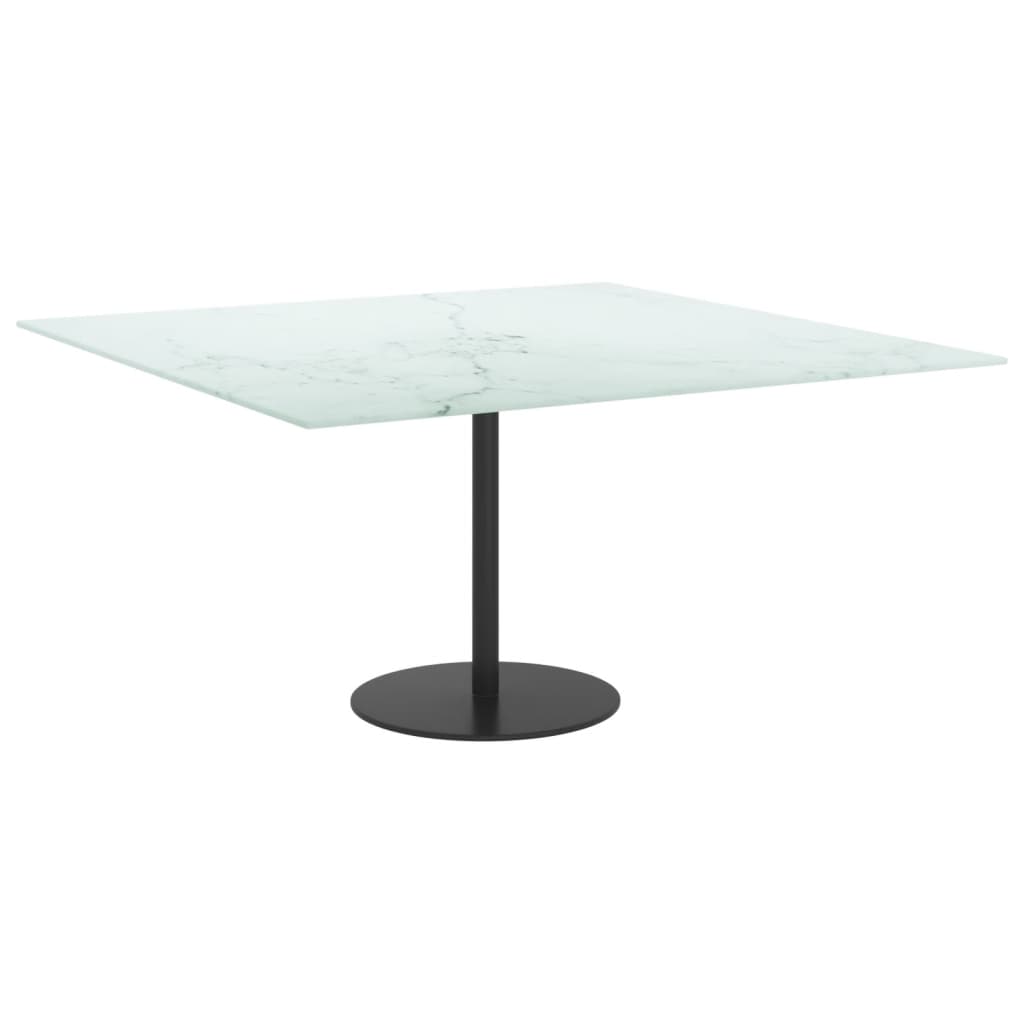 Piano Tavolo Bianco 80x80 cm 6 mm Vetro Temperato Design Marmo