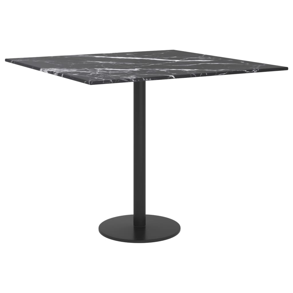 Piano Tavolo Nero 50x50 cm 6 mm Vetro Temperato Design Marmo
