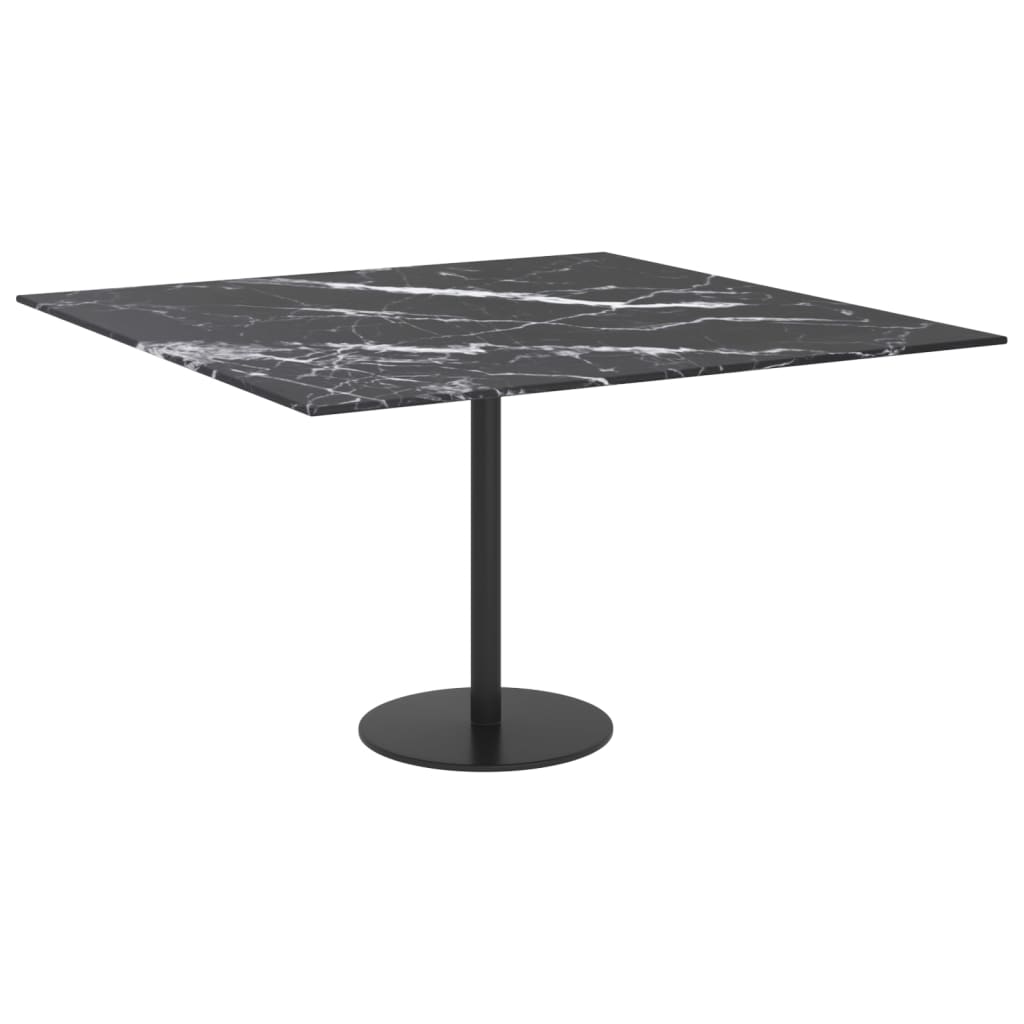 Piano Tavolo Nero 70x70 cm 6 mm Vetro Temperato Design Marmo