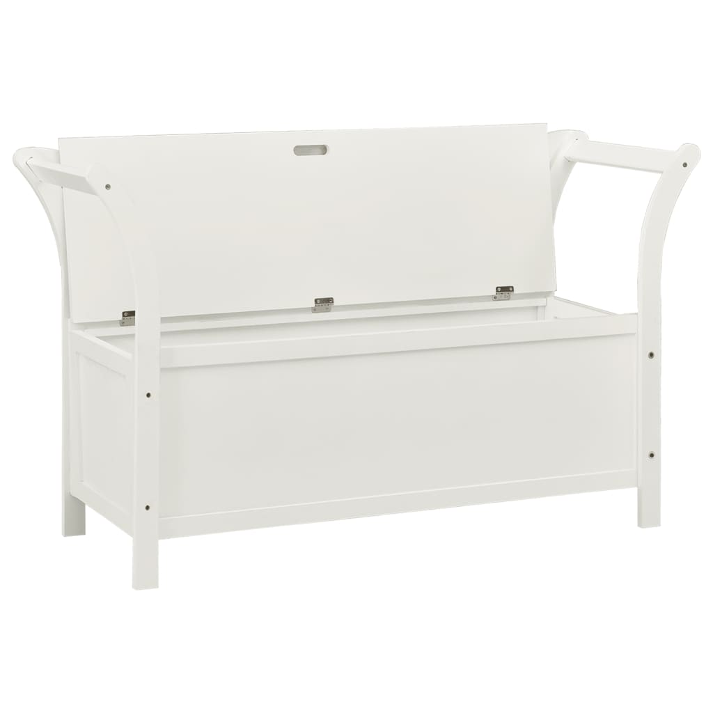 Cassapanca 126 cm Bianca in Legno Massello di Abete