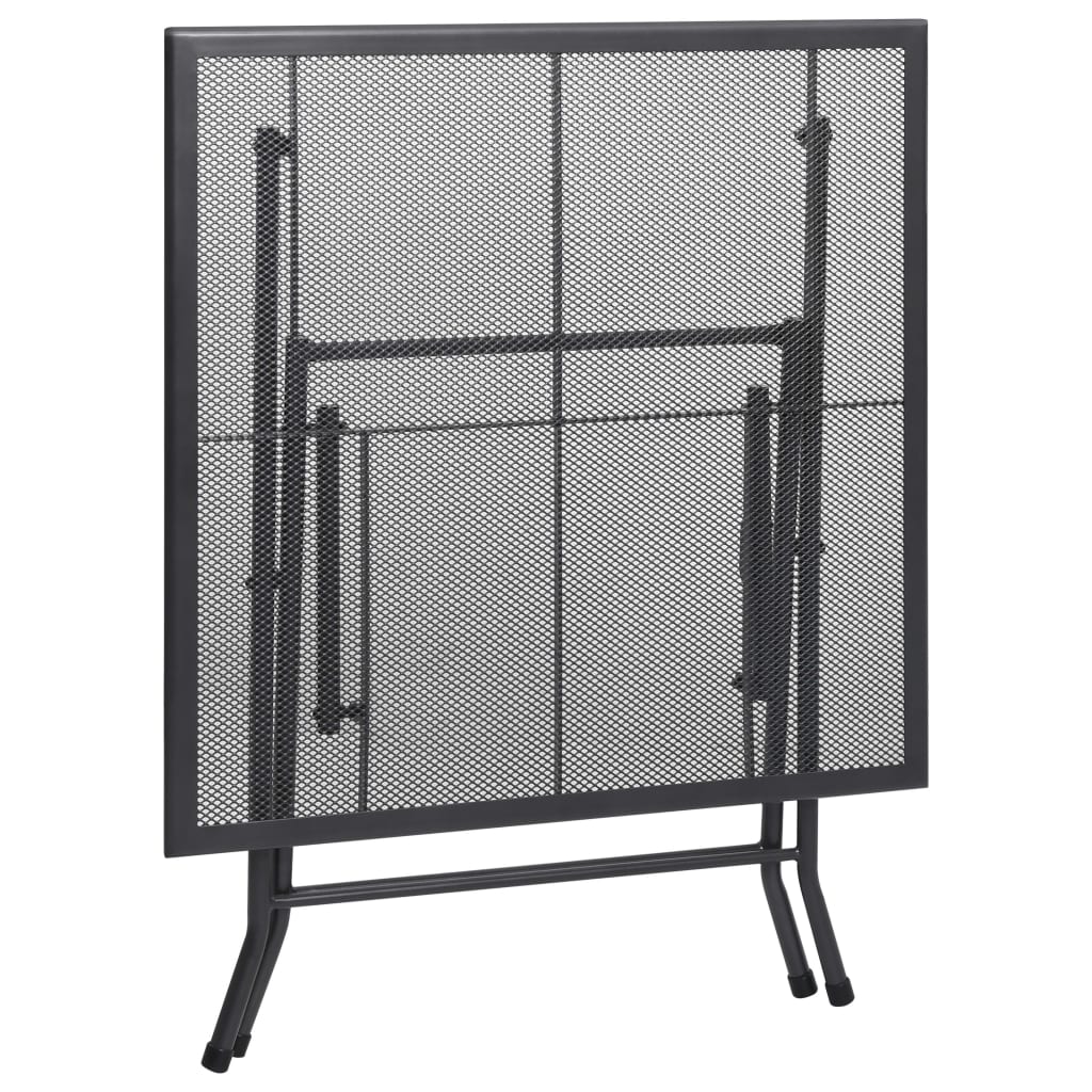 Tavolo Pieghevole a Rete 80x80x72 cm in Acciaio Antracite