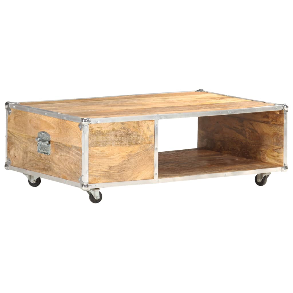 Tavolino da Salotto 89x59x33 cm in Massello di Mango Grezzo