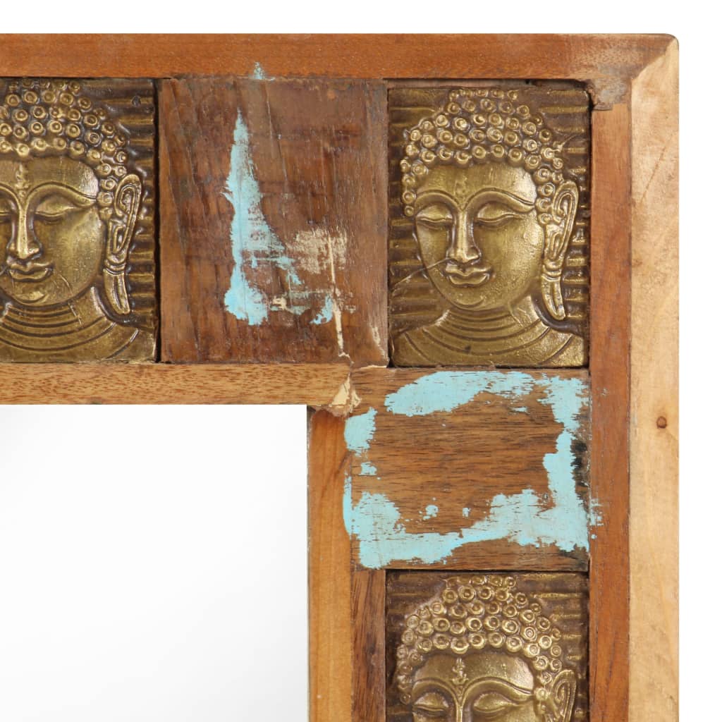 Specchio Decorato con Buddha 110x50 cm in Massello di Recupero