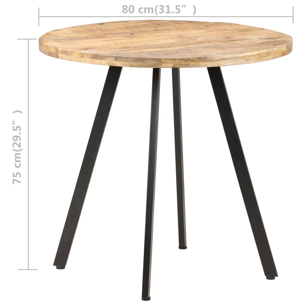 Tavolo da Pranzo 80 cm in Legno di Mango Grezzo