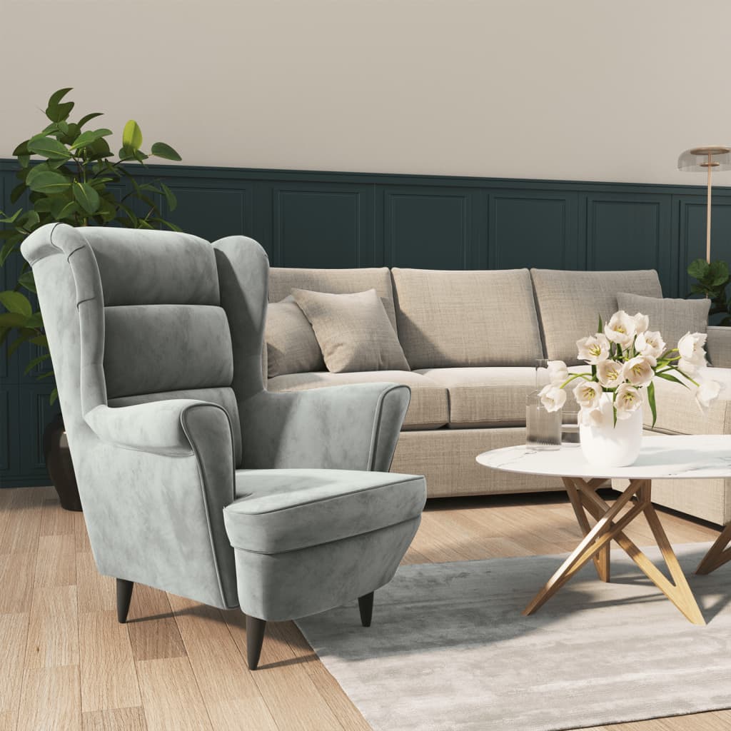 poltrona Grigio chiaro Velluto