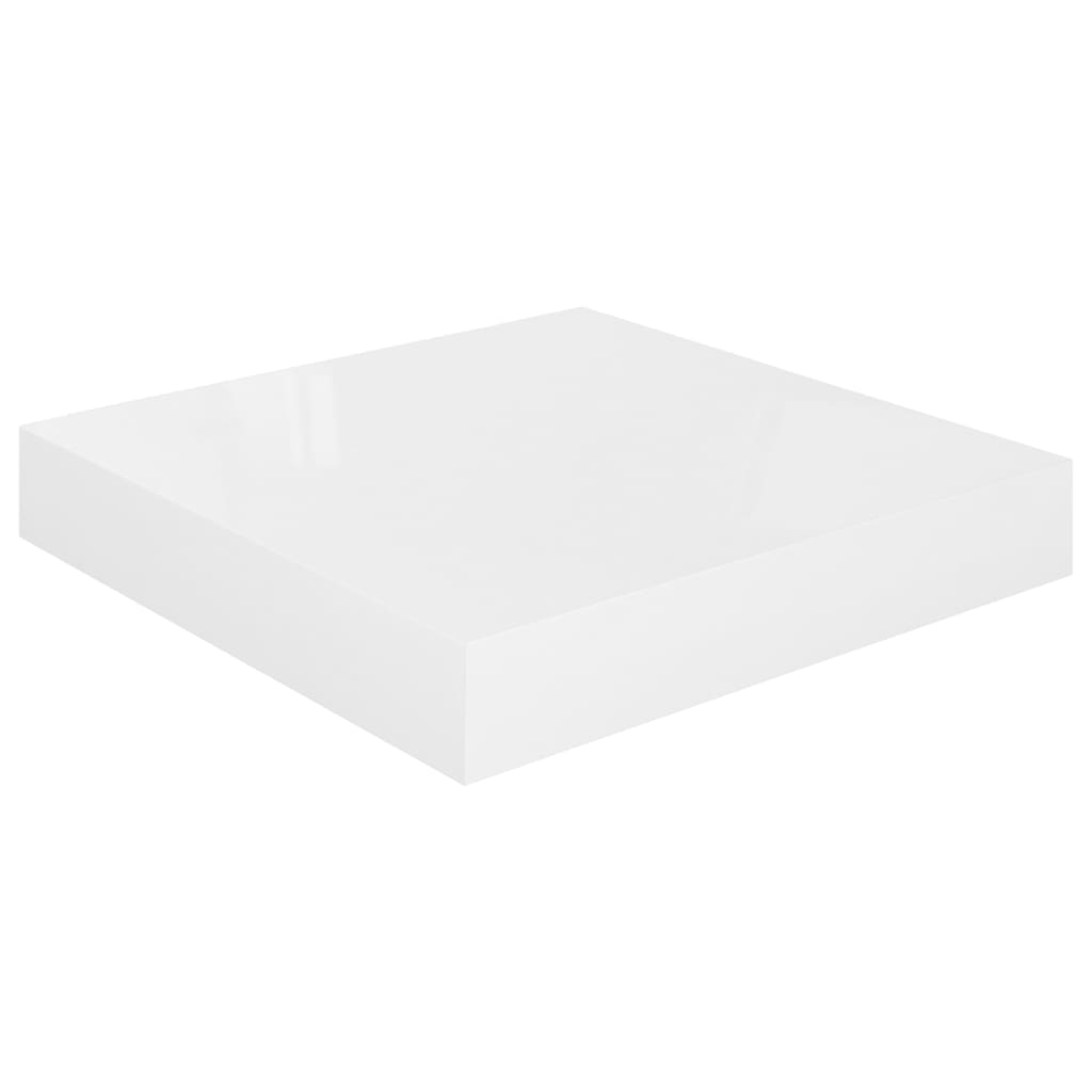 Scaffali a Parete 2 pz Bianco Lucido 23x23,5x3,8 cm in MDF
