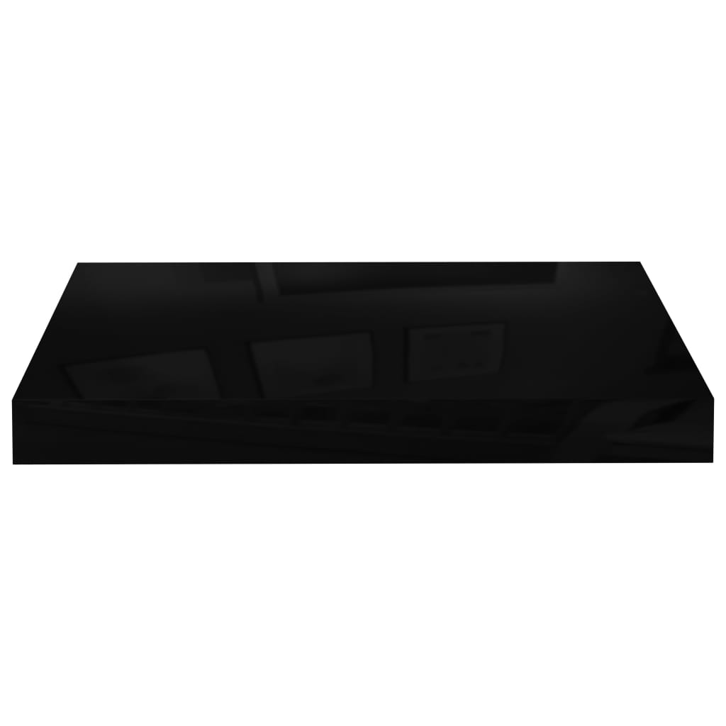 Scaffale a Parete Nero Lucido 40x23x3,8 cm in MDF