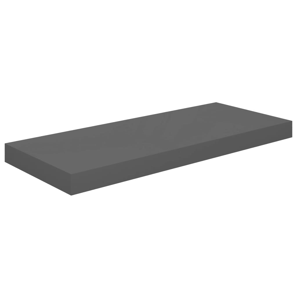 Scaffali a Parete 2 pz Grigio Lucido 60x23,5x3,8 cm in MDF